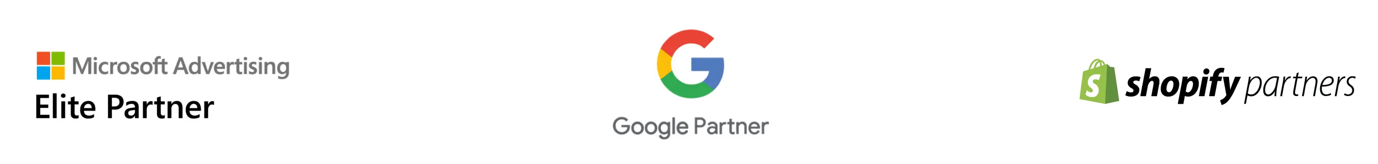 Microsoft Advertising Elite Partner · Google Partner · Shopify Partners
